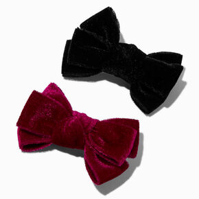 Pink &amp; Black Velvet Bow Hair Clips - 2 Pack,