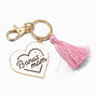 &quot;Bonus Mom&quot; Pink Tassel Heart Keychain,