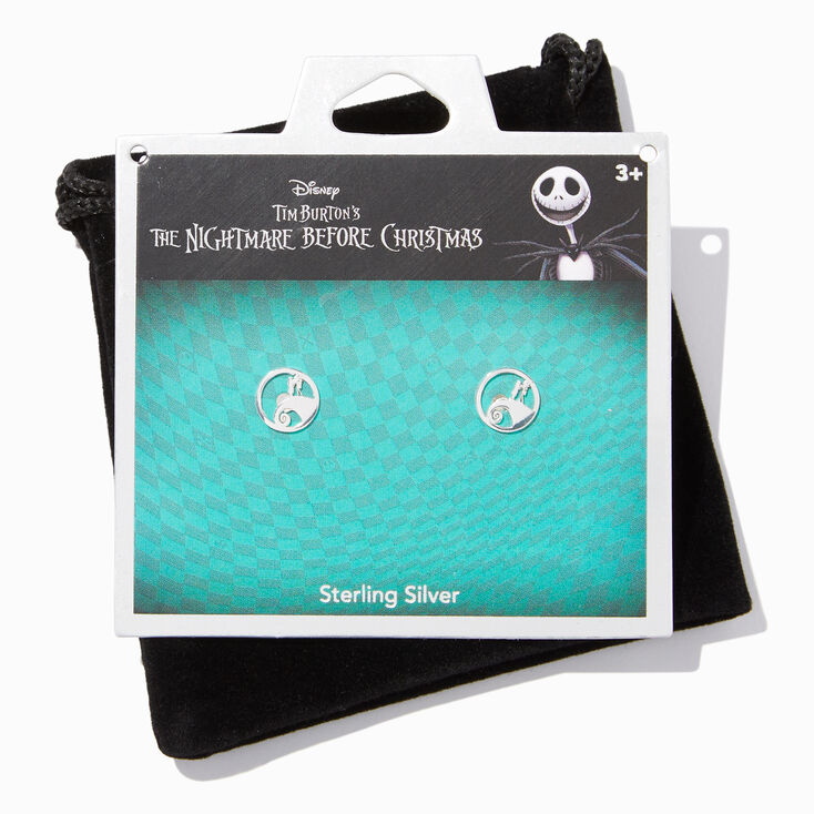 &copy;Disney Nightmare Before Christmas Jack &amp; Sally Cutout Sterling Silver Stud Earrings,