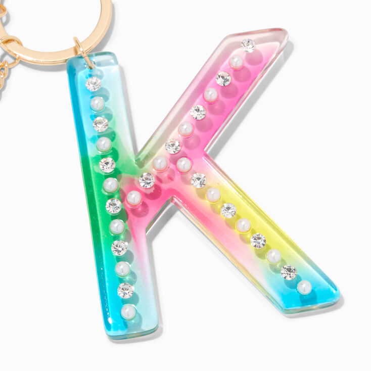 Butterfly & Rainbow Initial Keychain - J