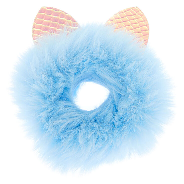 Claire's Chouchou holographique avec oreilles en fausse fourrure bleue