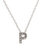 Silver Embellished Initial Pendant Necklace - P,