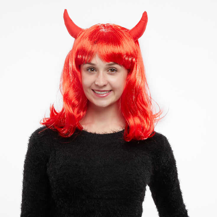 Claire's Perruque cornes de diable - Rouge