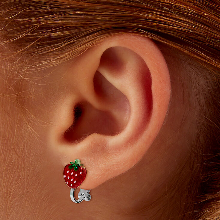 Strawberry Clip-On Stud Earrings,
