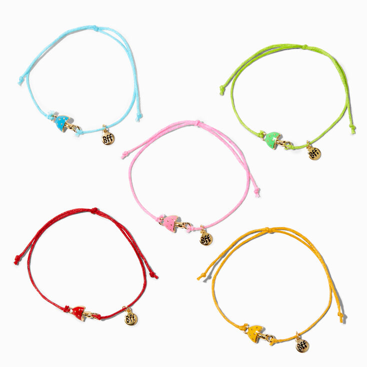 Rainbow Mushroom Adjustable Friendship Bracelets - 5 Pack,