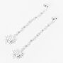 Silver Sun Face 3&quot;  Linear Drop Earrings,