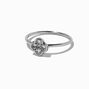 Silver-tone Cubic Zirconia Clover Ring,