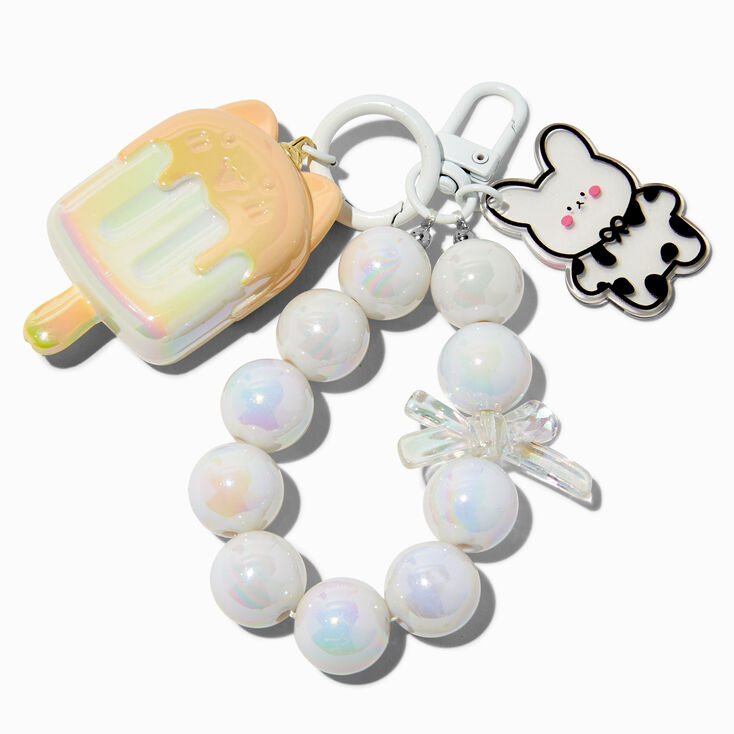 Pearl Cat Ice Pop Wristlet Keychain,