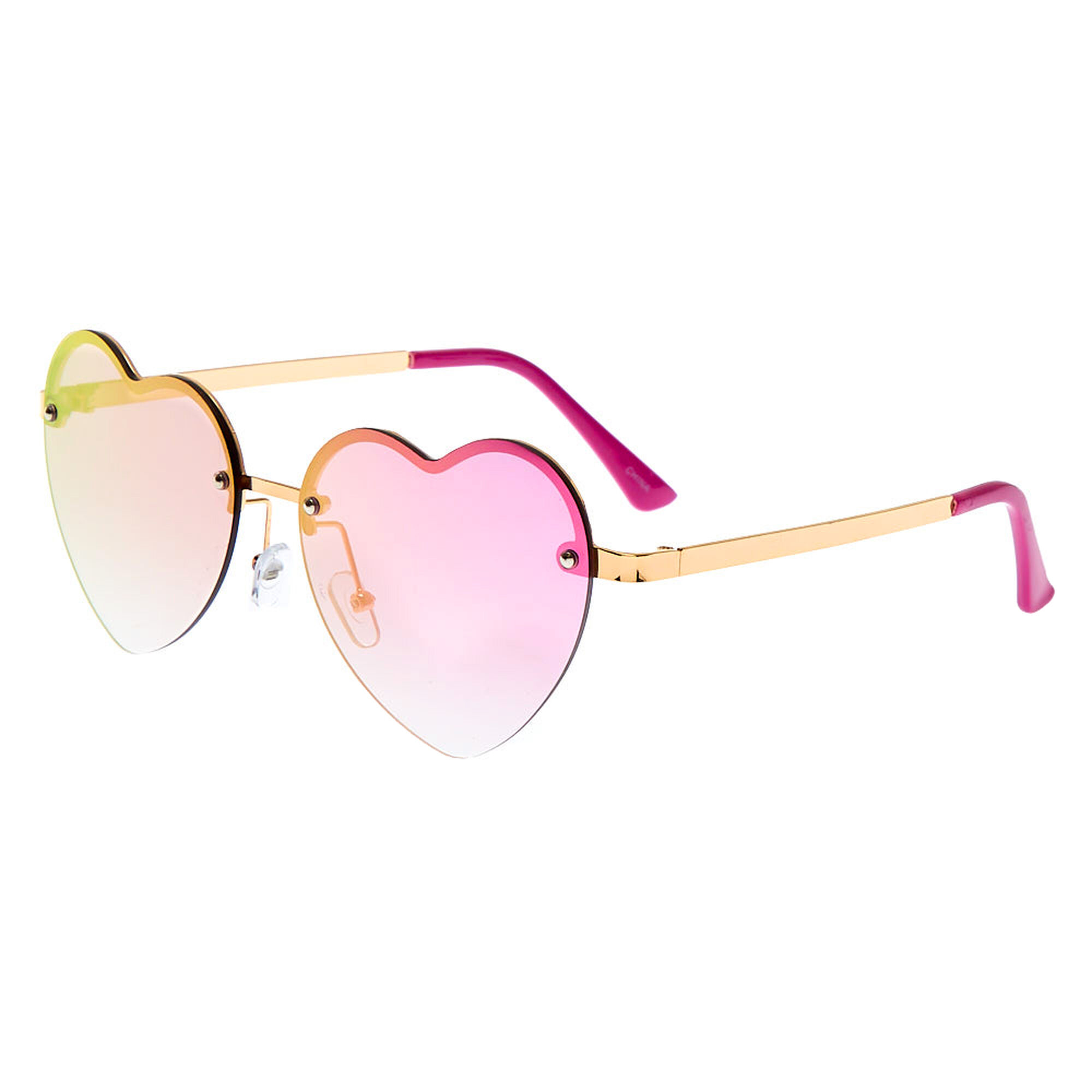 View Claires Rimless Heart Sunglasses Pink information
