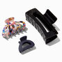 Mixed Rainbow Tortoiseshell &amp; Black Hair Claws - 3 Pack,