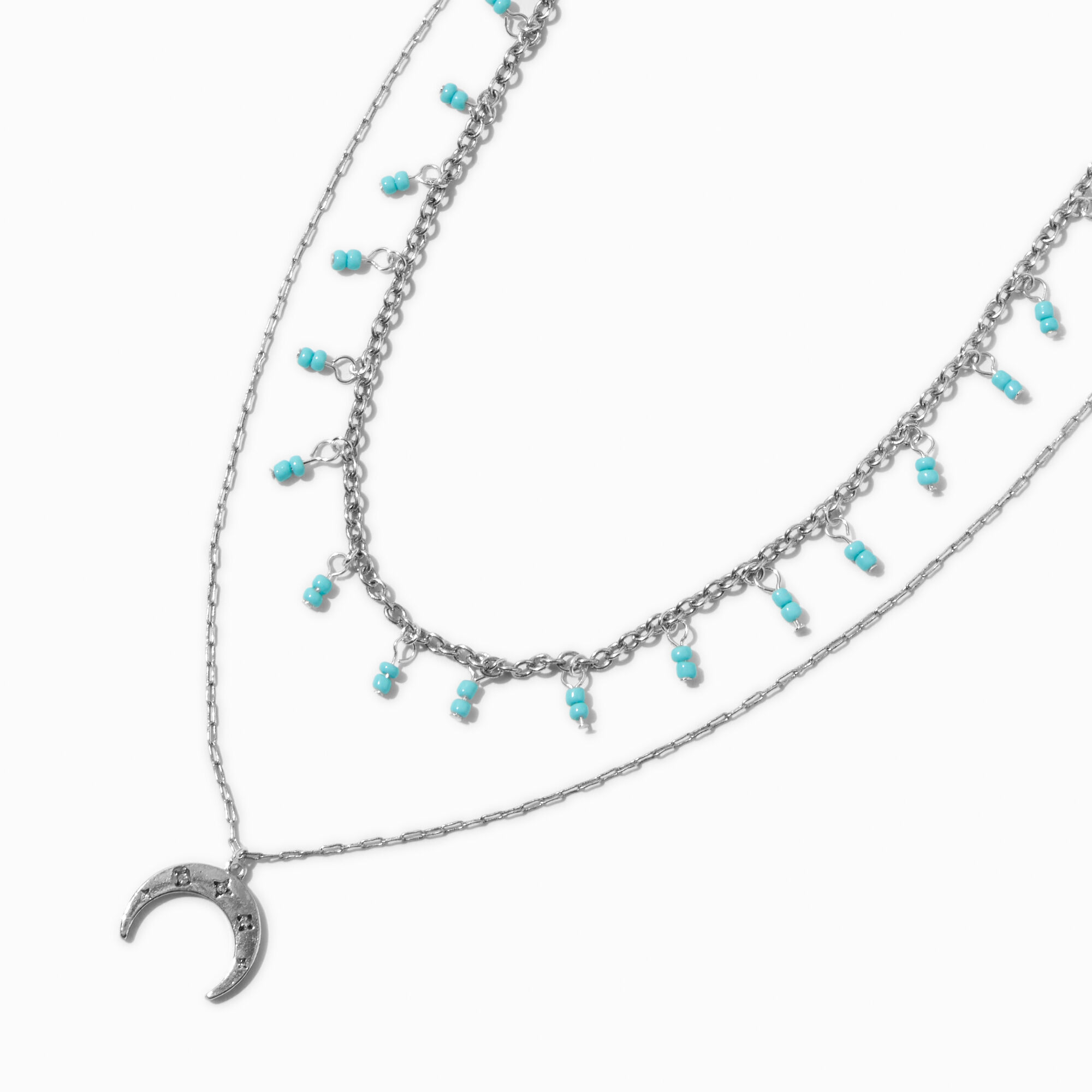 Silver-tone Turquoise Moon Multi-Strand Necklace | Claire's US Silver-tone Turquoise Moon Multi-Strand Necklace | Claire's US