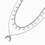 Silver-tone Turquoise Moon Multi-Strand Necklace ,