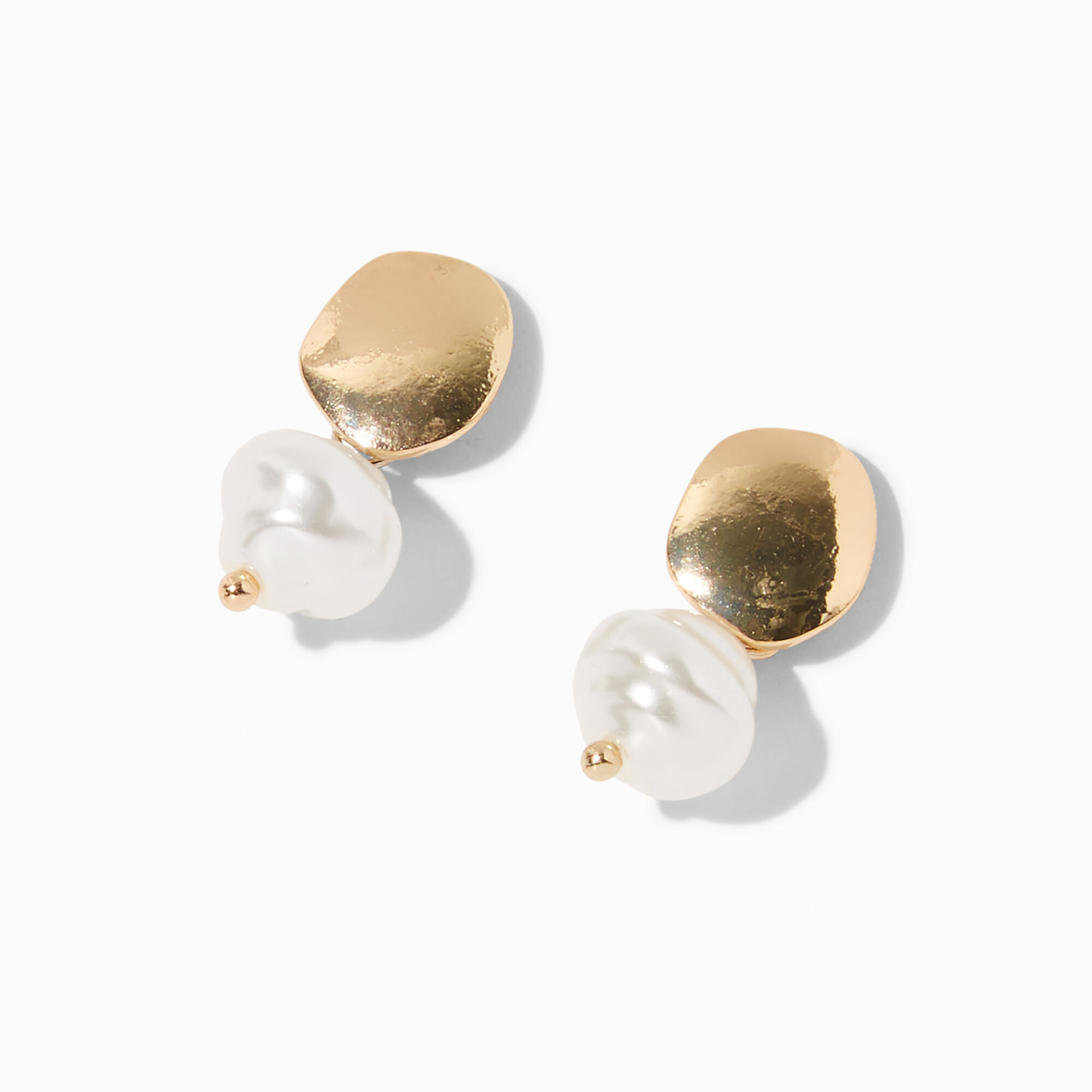 View Claires Tone Pearl Mini Origami 05 Drop Earrings Gold information
