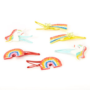 Claire&#39;s Club Rainbow Glitter Magical Snap Hair Clips - 6 Pack,