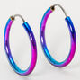Silver 12MM Anodised Rainbow Hoop Earrings,