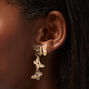 Gold 1.5&quot; Butterfly Clip-On Drop Earrings,