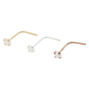 22G Mixed Metal Stainless Steel Cubic Zirconia Nose Stud Set - 3 Pack,