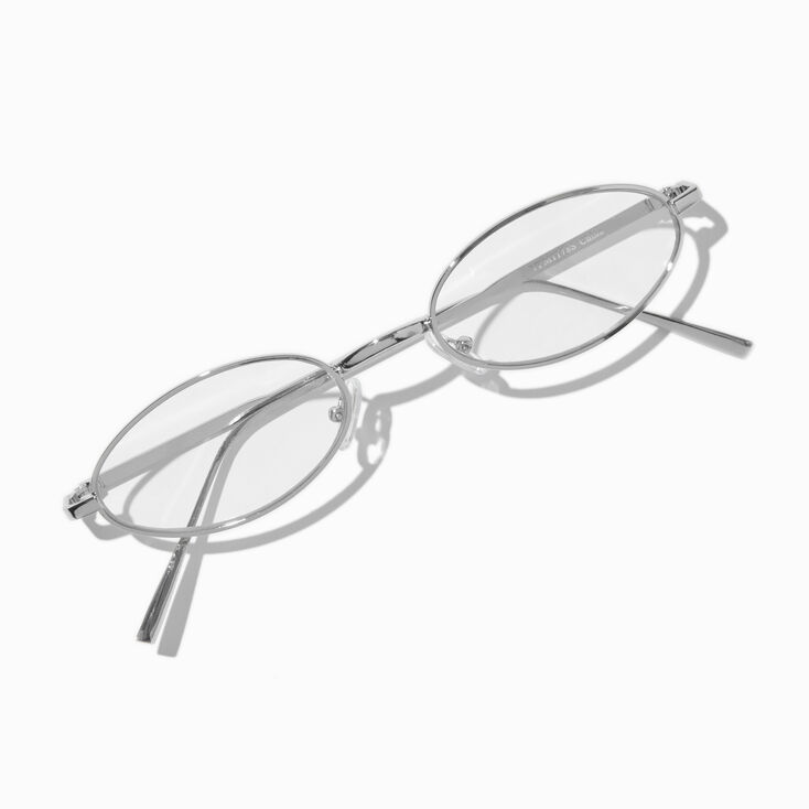 Silver Slim Oval Clear Lens Frames,