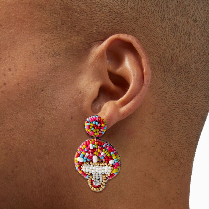 Beaded Mushroom 2&quot; Drop Earrings,