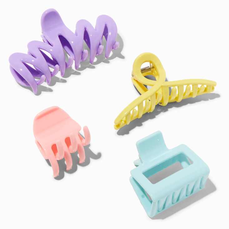 Pastel Mixed Size Hair Claws - 4 Pack,