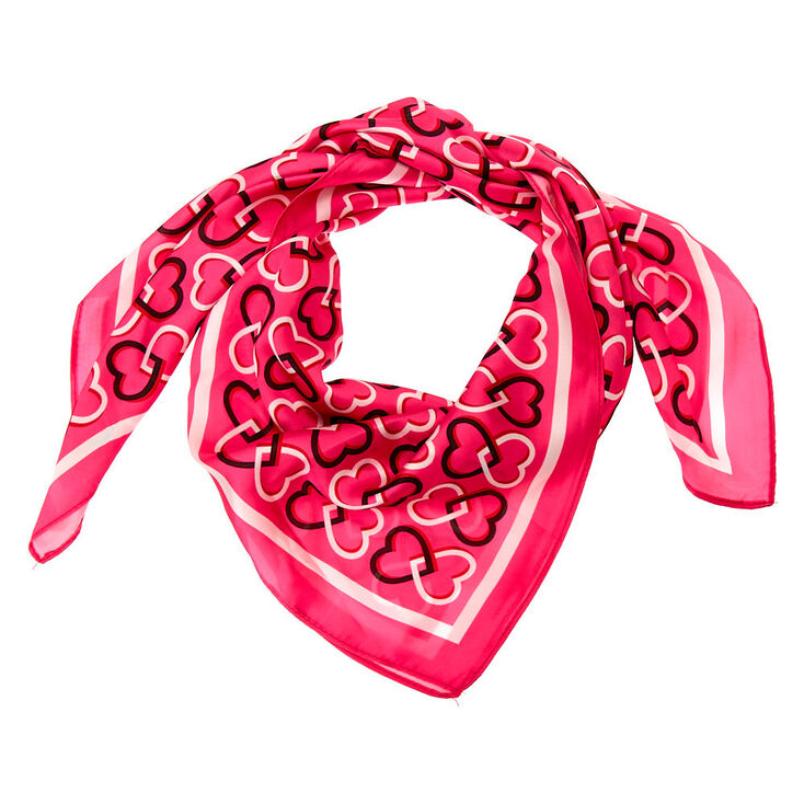 Foulard carr&eacute; tendance c&oelig;ur - Rose,