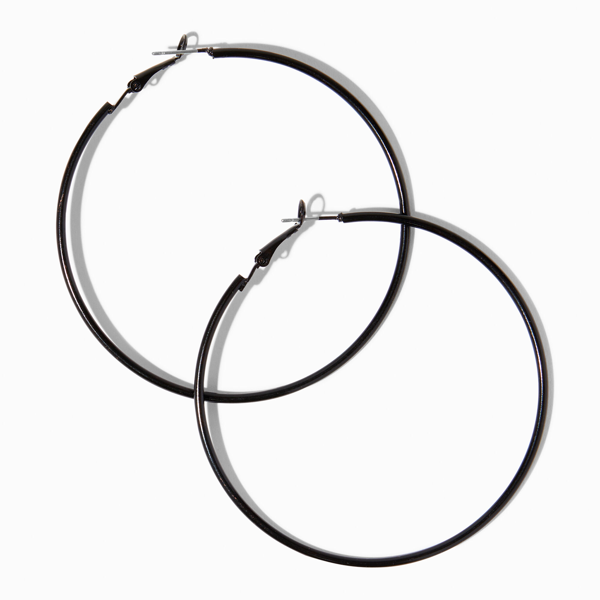 View Claires 70MM Hoop Earrings Black information