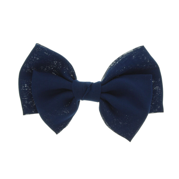 Large Floppy Hair Bow Clip - Navy,