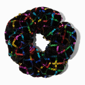 Rainbow Sequin Black Hair Scrunchie,