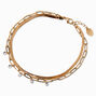 Gold Confetti Paperclip Snake Multi-Strand Chain Anklet,