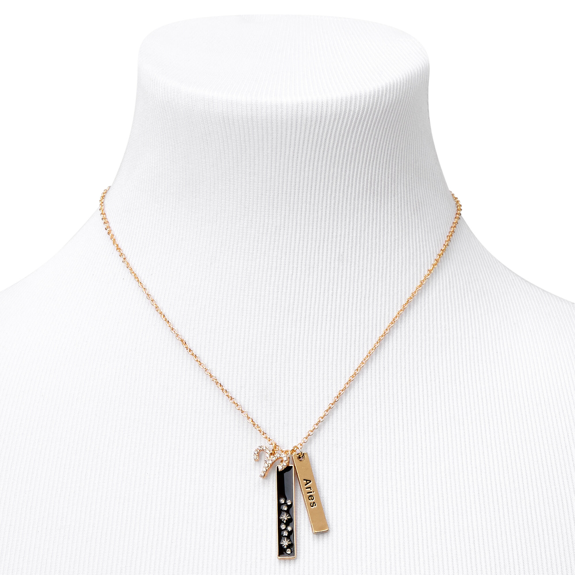 Gold Zodiac Symbol Pendant Charm Necklace - Aries,