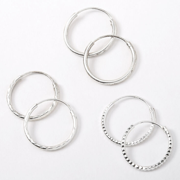 Claire's Créoles texturées 14 mm couleur argentée - Lot de 3