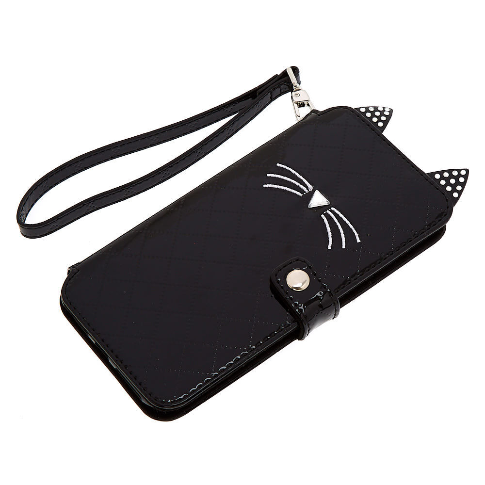 Black Cat Folio Phone Case - Black,