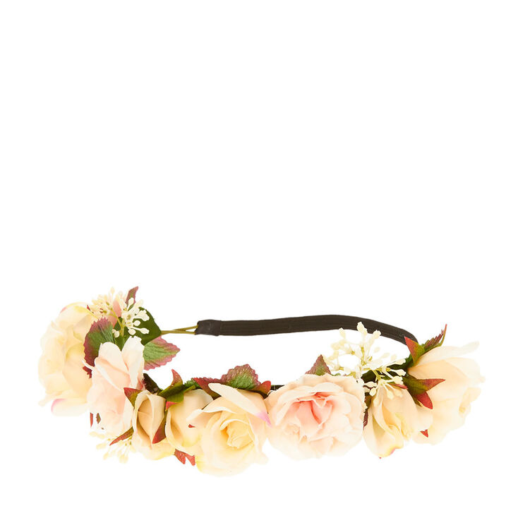 Pink and Peach Flower Garland Headwrap,