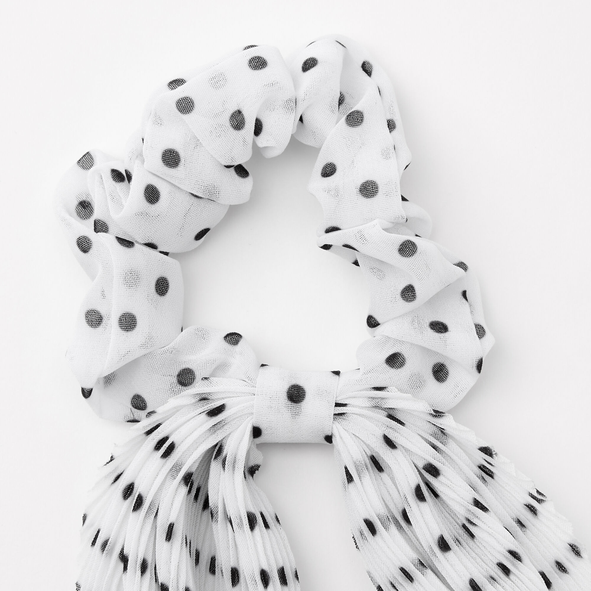 Chouchou foulard plissé à petits pois - Blanc,