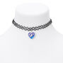 Unicorn Heart Tattoo Choker Necklace - Black,