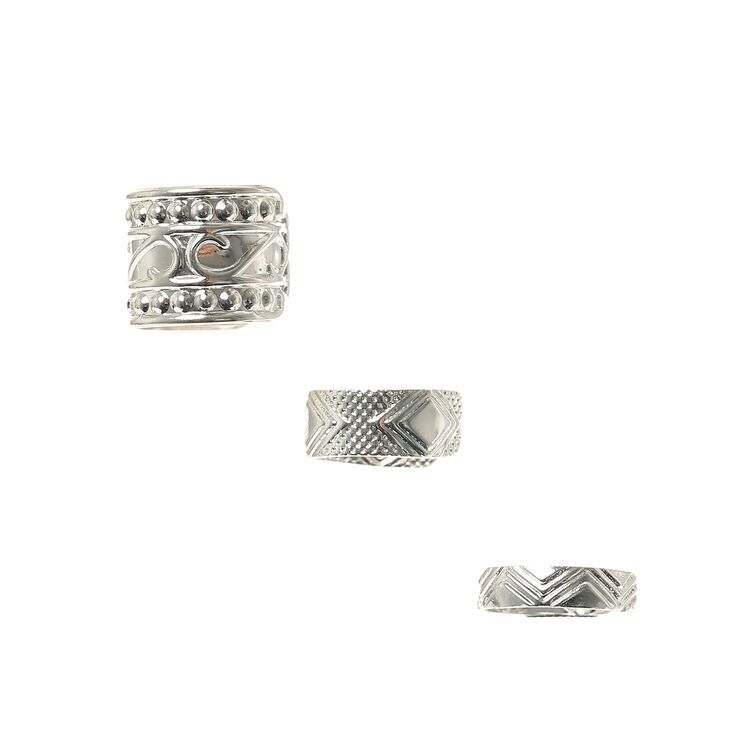 3 Pack Silver Patterned Ear Cuffs,