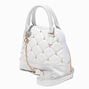 Claire&#39;s Club White Quilted Pearl Crossbody Handbag,