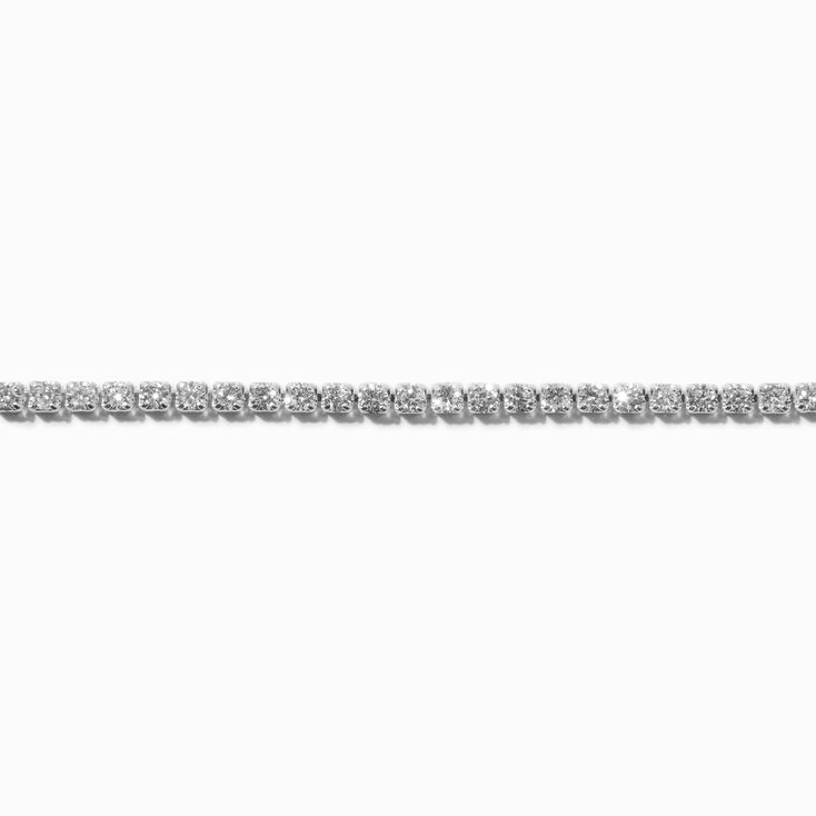 Silver-tone Cubic Zirconia Tennis Choker Necklace,