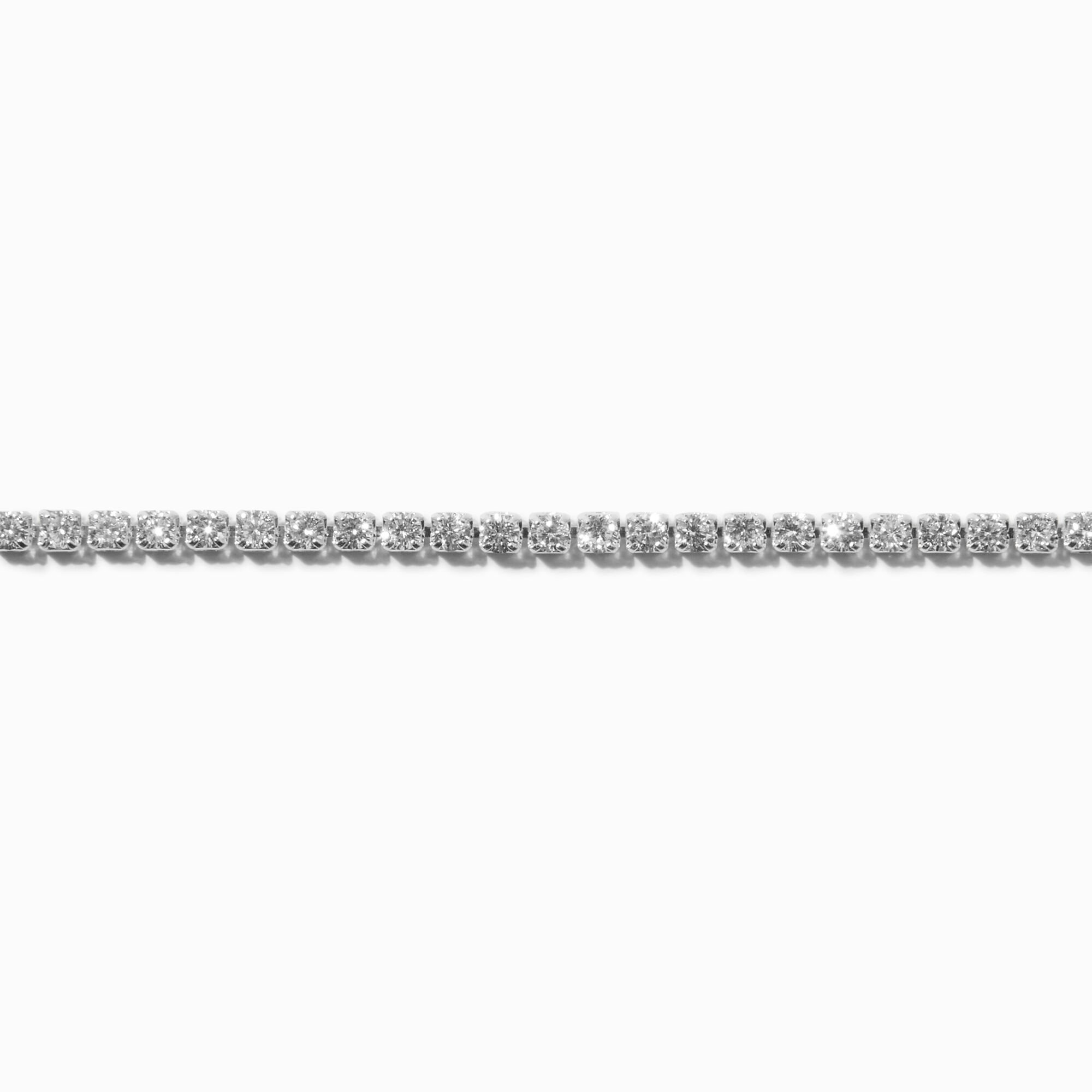 View Claires Tone Cubic Zirconia Tennis Choker Necklace Silver information