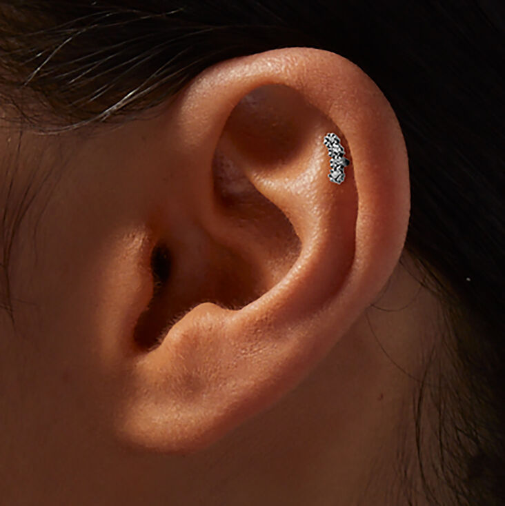 Titanium Graduated Curve Crystal 18G Threadless Cartilage Earrings - 3 Pack,