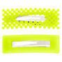 Beaded Matte Rectangle Snap Hair Clips - Neon Yellow, 2 Pack,