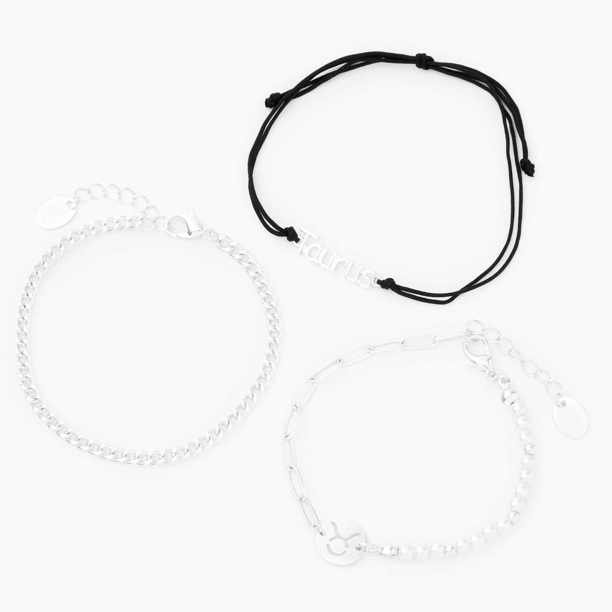 Lot de bracelets zodiaque couleur argentée - Lot de 3, Taureau,