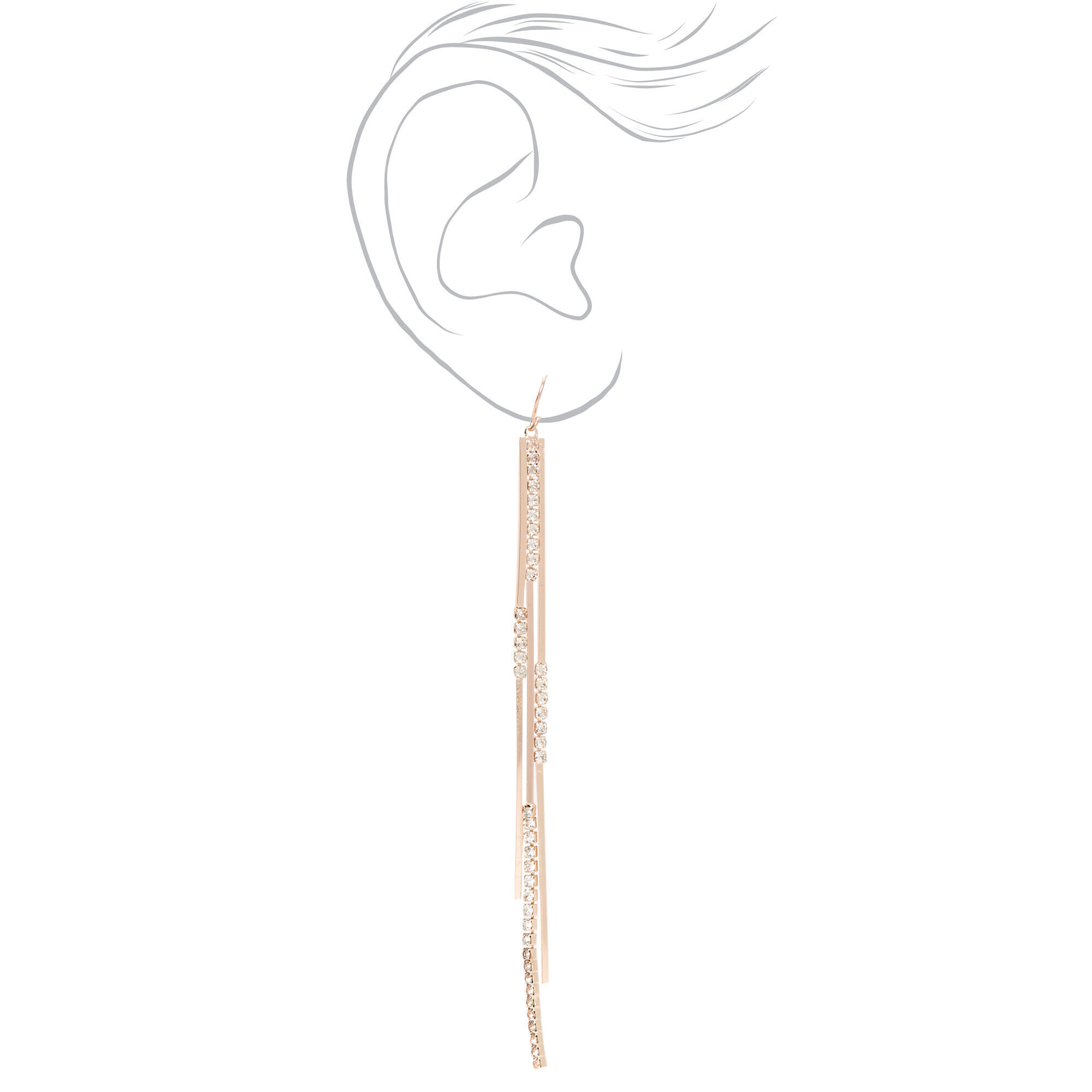 Pendantes verticales linéaires 10 cm couleur doré rose,