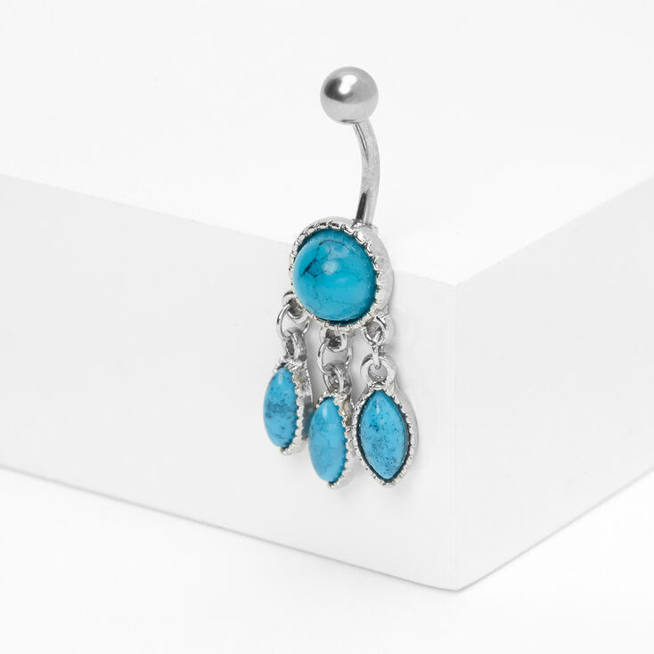 Claire's Piercing de nombril pierre attrape-rêves 1,6 mm couleur argentée - Turquoise