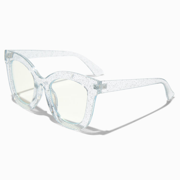 Solar Blue Light Reducing Retro Clear Lens Frames - Glitter,