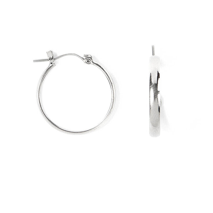 Silver 25MM Wide Band Hoop Earrings,