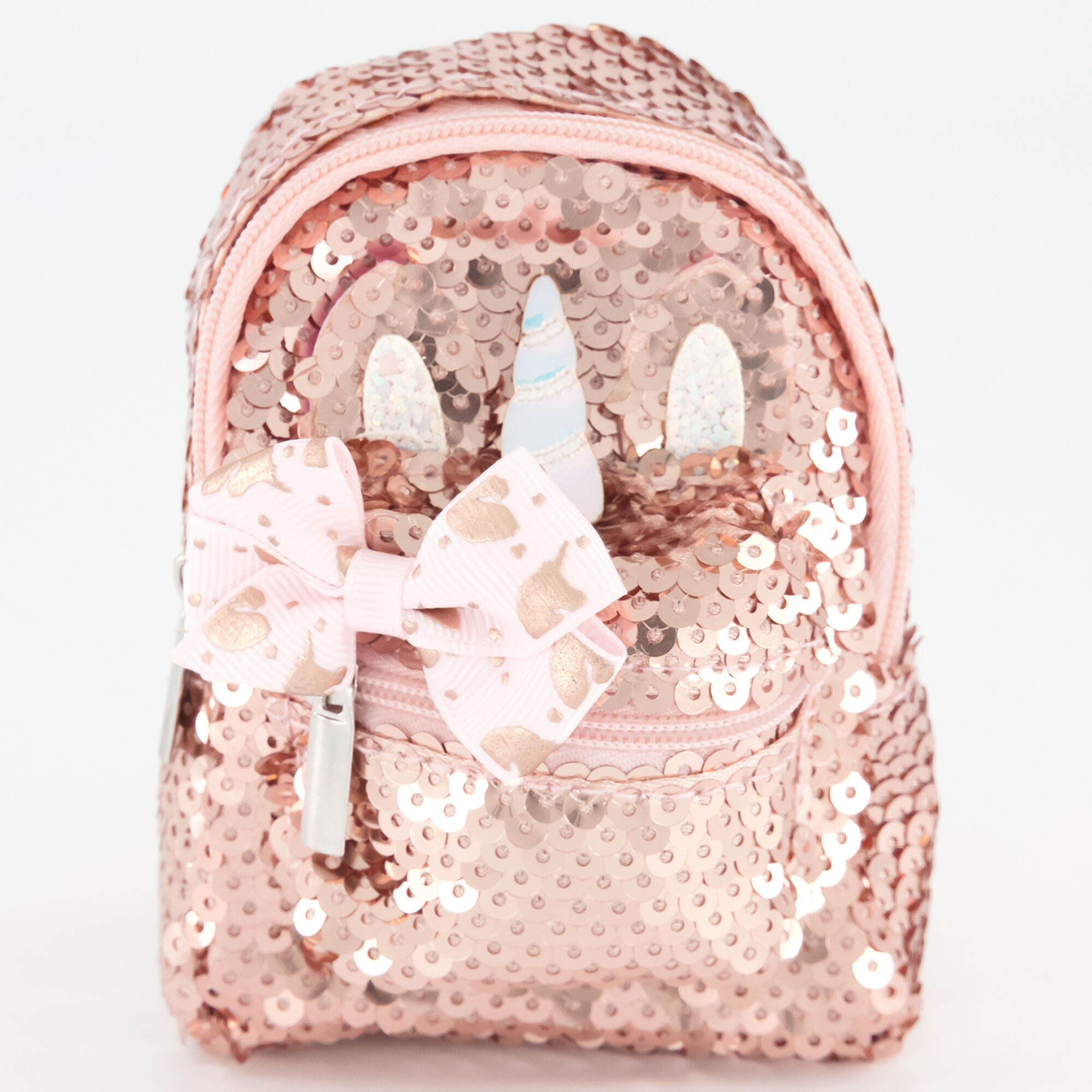 View Claires Jojo Siwa Unicorn Sequin Mini Backpack Keyring Rose Gold information