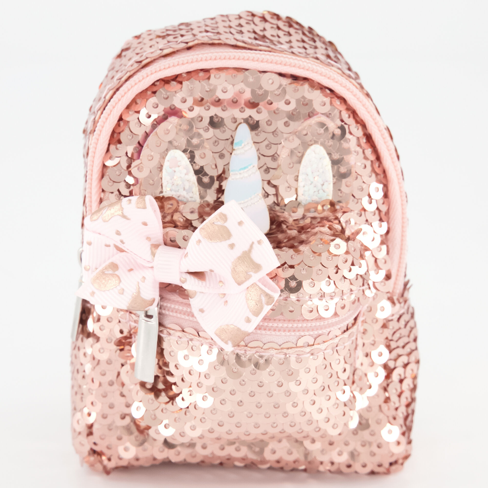 Claire's Porte-clés mini sac à dos licorne à sequins JoJo Siwa™ - Couleur doré rose