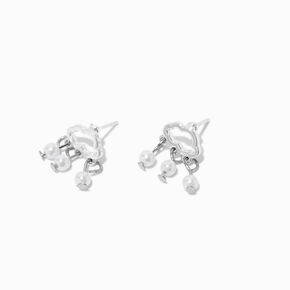 Clous d&#39;oreilles pluie perles d&#39;imitation nuage couleur argent&eacute;e,