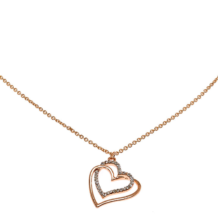 Claire's Collier à coeurs entremêlés couleur doré rose en strass